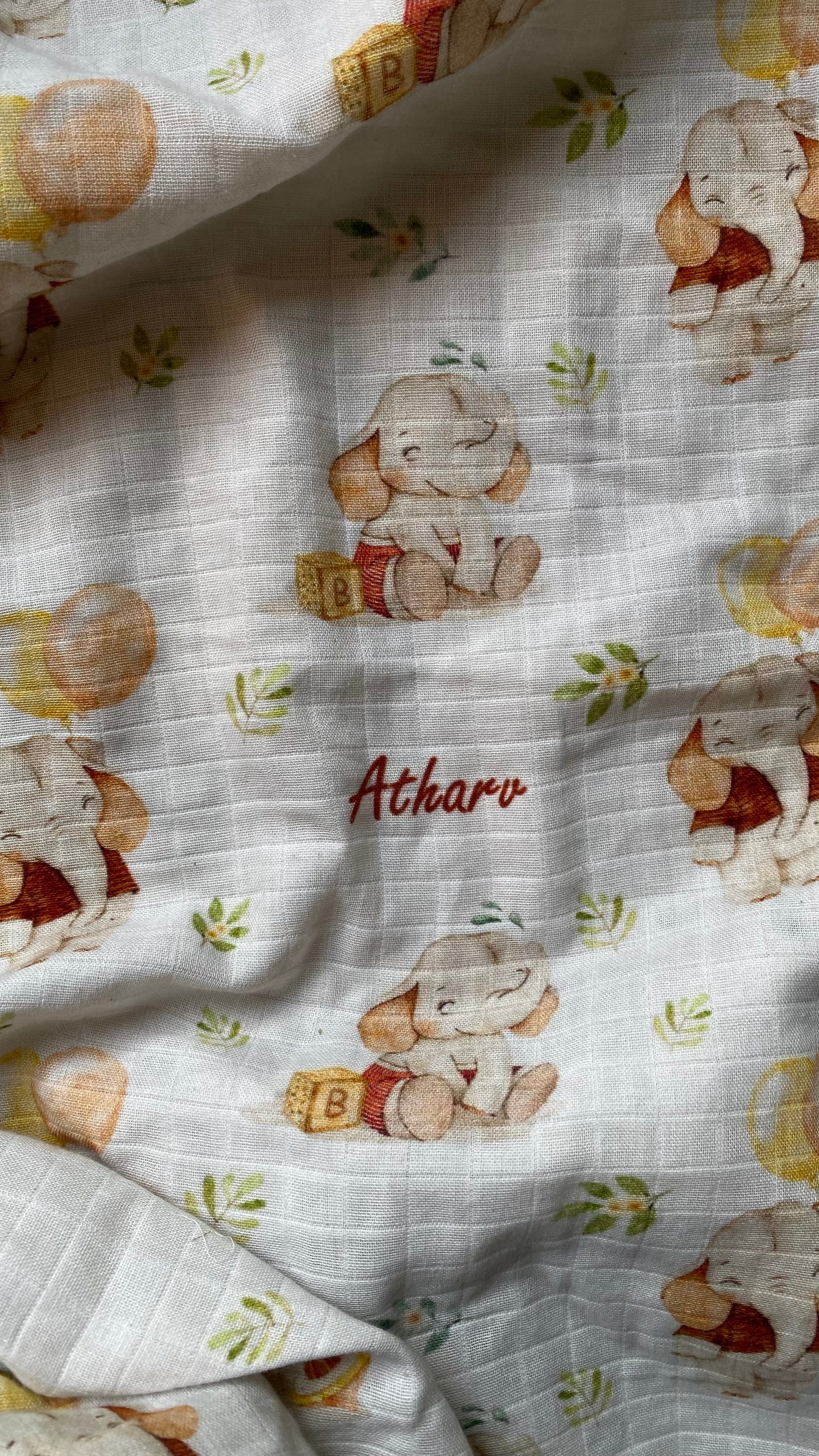 Happy Elephant Customised Swaddle